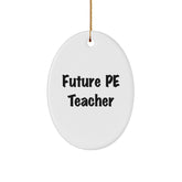 Funny Quote Gifts for PE Teacher, Oval Ornament, Christmas Unique Presents from Friends, Family, Coworkers, or Men, Women - Image 1